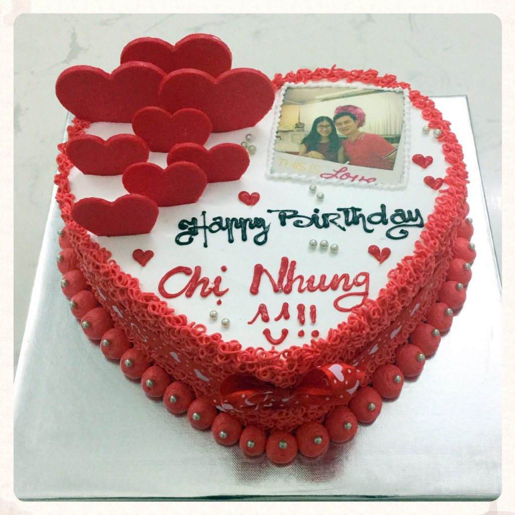 Bánh sinh nhật trái tim màu đỏ lãng mạn tặng bạn - Bánh Thiên Thần : Chuyên  nhận đặt bánh sinh nhật theo mẫu