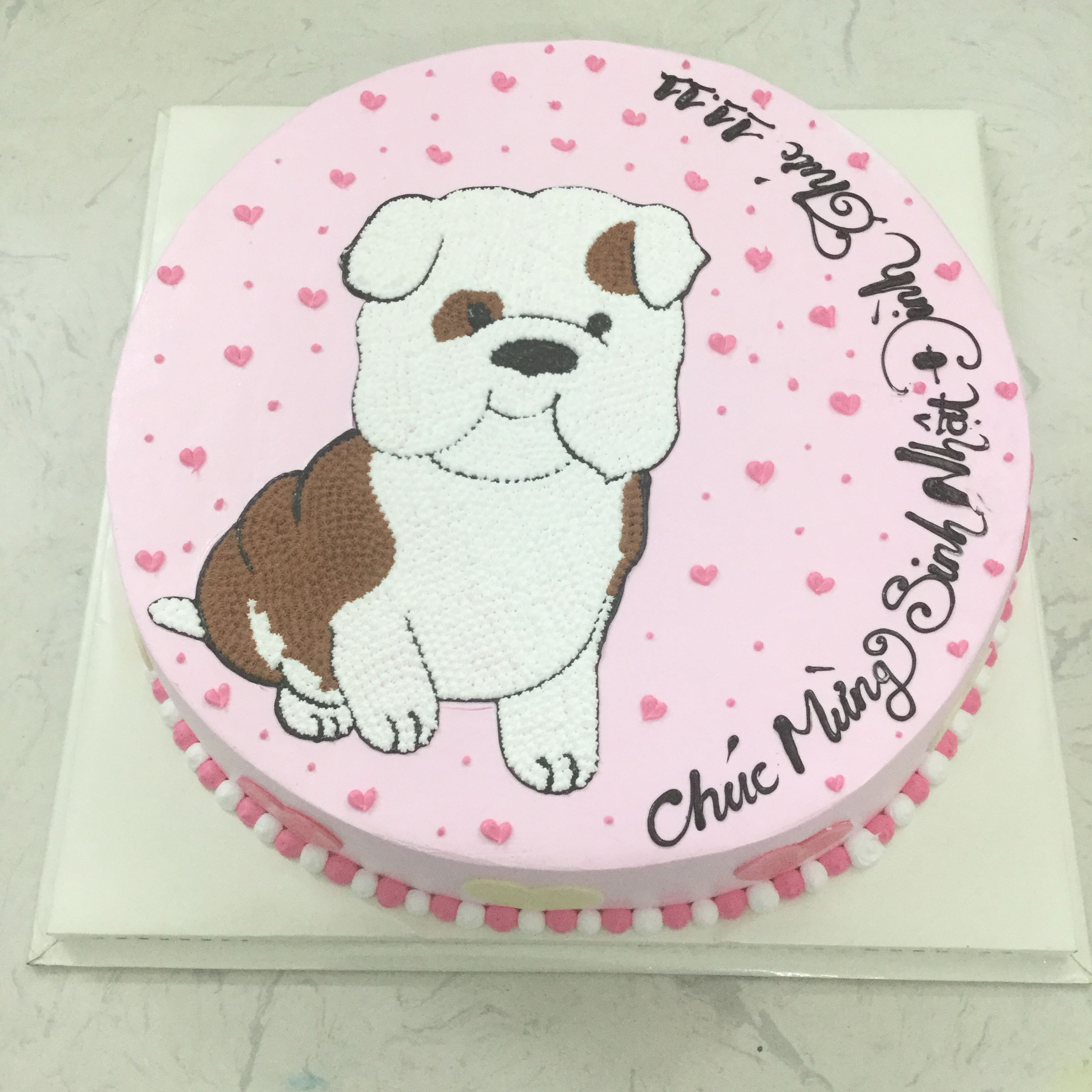 Bánh kem sinh nhật vẽ hình con chó tuổi tuất nâu dễ thương tặng con gái yêu   Bánh Kem Ngộ Nghĩnh
