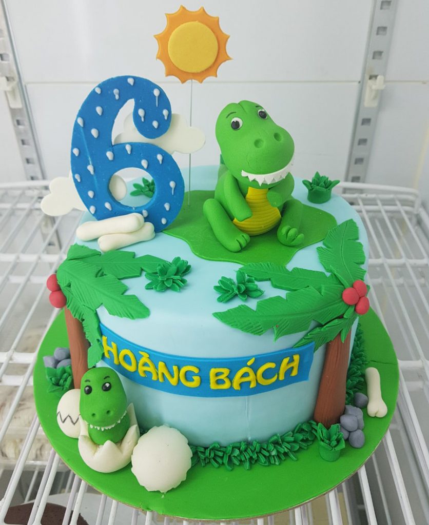 Bánh sinh nhật vẽ hình con cái khủng long thời tiền sử blue color ngộ nghĩnh dễ thương và đáng yêu tặng bé nhỏ  trai  Bánh Kem Ngộ Nghĩnh