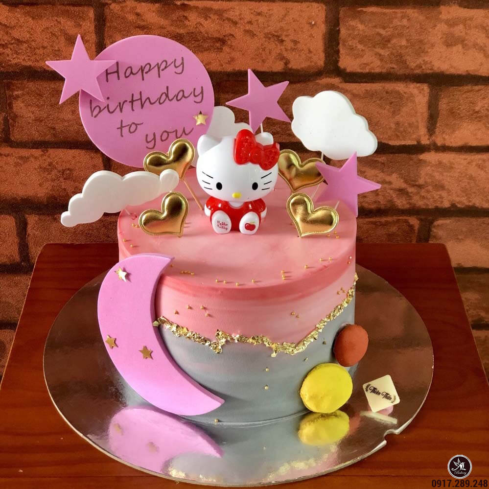 20 mẫu bánh sinh nhật Hello Kitty màu hồng dễ thương