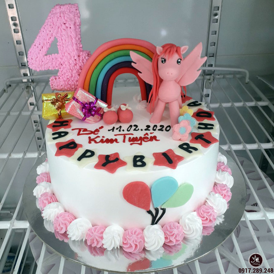 Bánh sinh nhật ngựa pony xanh nhỏ bé đáng yêu cho bé gái 8587 - Đặt bánh  tại Hunnie cake