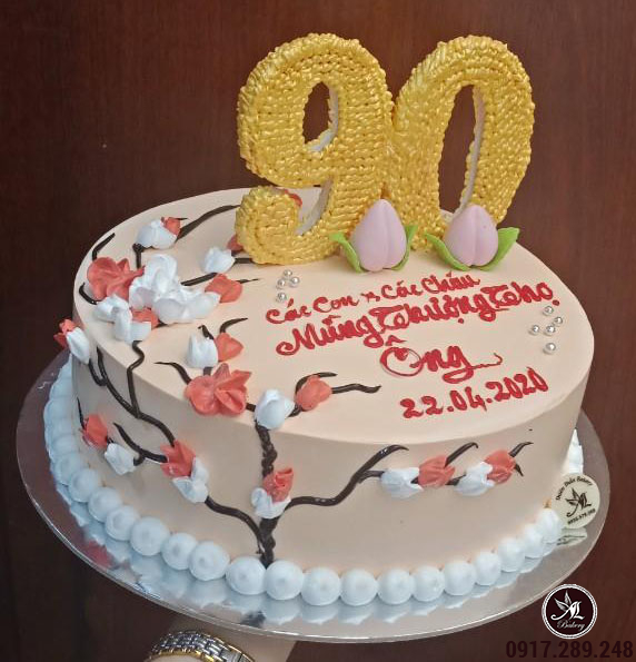 Bánh gato sinh nhật mừng thọ ông bà 70 tuổi với cây cổ thụ và đào tiên 5761  - Bánh sinh nhật, kỷ niệm