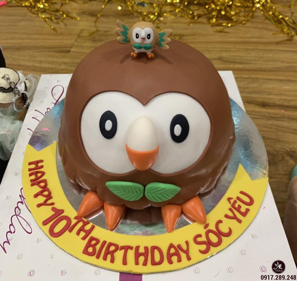 Bánh kem sinh nhật hình con chim màu nâu tặng con trai 10 tuổi ...